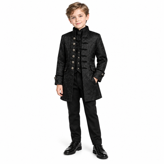 Kids Formal Coat Solid Color Stylish Steampunk Vintage Uniform Stand Collar