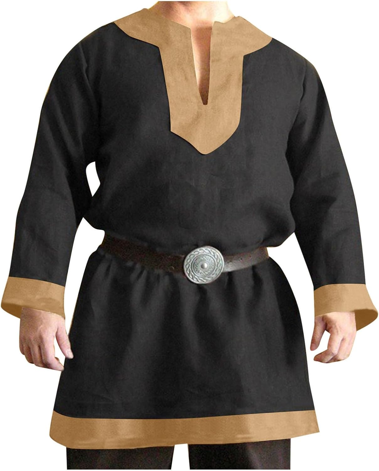 Mens Medieval Pirate Shirt Steampunk Viking Renaissance Long Sleeve Tunic Knight Viking Shirts Halloween Costume Top