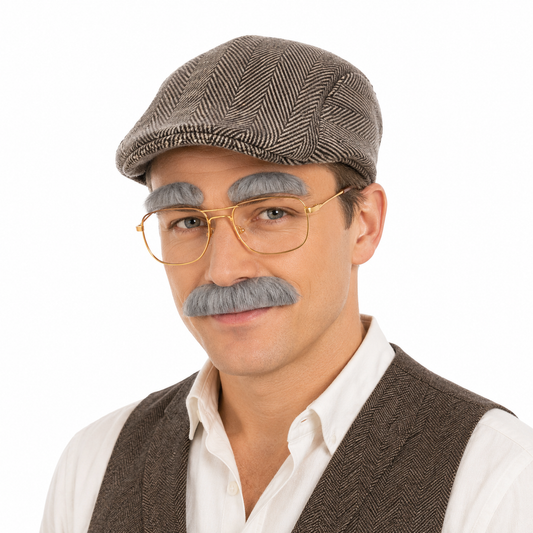1920s Gatsby Men’s Costume Kit – Hat, Glasses, Fake Mustache Old Man