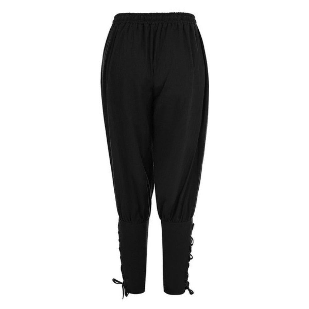 Men's Medieval Renaissance Pirate Viking Gothic Casual Pants Solid Color Loose Harlan Pants