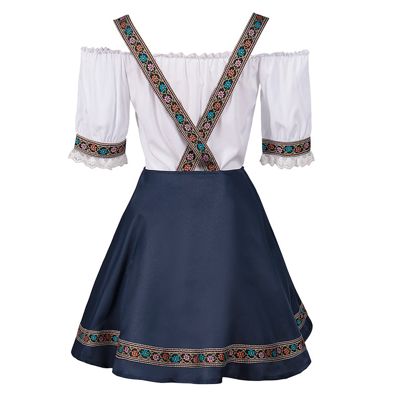 2PC Women Dirndl Dress Bavarian German Traditional Oktoberfest Beer Girl Costume