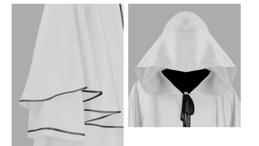 Hooded Cloak Halloween Robe Monk Robe Cape Long Sleeve Wizard Sorcerer Reaper Cloak