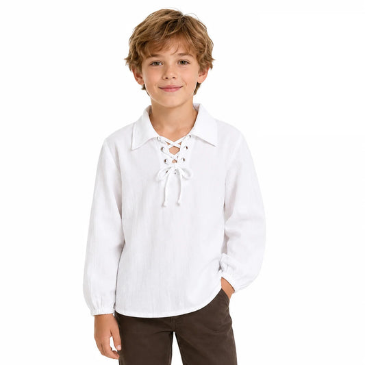 Kids Halloween Renaissance Victorian Steampunk Shirt – Black Pirate Costume