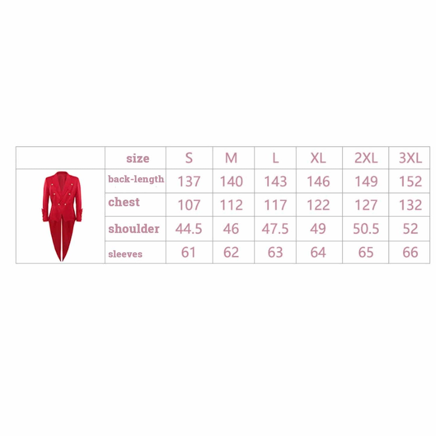 Christmas Medieval Vintage Clothing Mid length Swallowtail Dress Red Tailcoat for Men