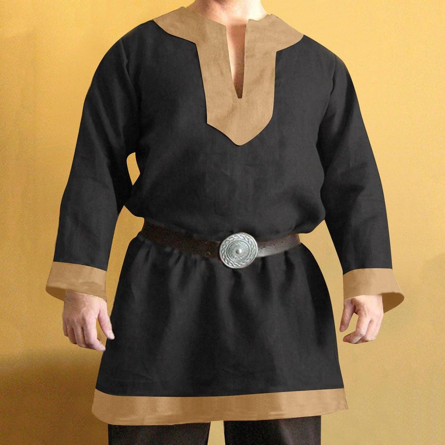 Mens Medieval Pirate Shirt Steampunk Viking Renaissance Long Sleeve Tunic Knight Viking Shirts Halloween Costume Top
