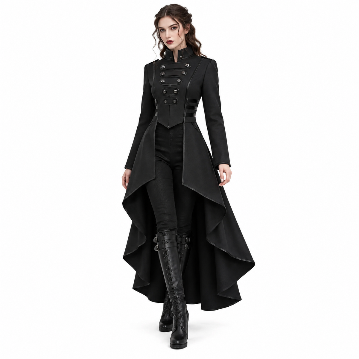 Women Steampunk Tailcoat Jacket Medieval Gothic Victorian Coat Halloween Costume