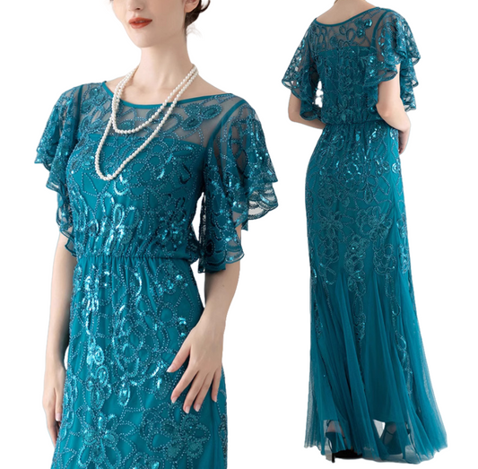 Deluxe Blue 1920s Flapper Dress – Women's Gatsby Costume MEEJOY