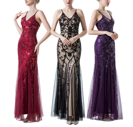 Deluxe Black/Red 1920s Flapper Dress | Women’s Gatsby Gown
