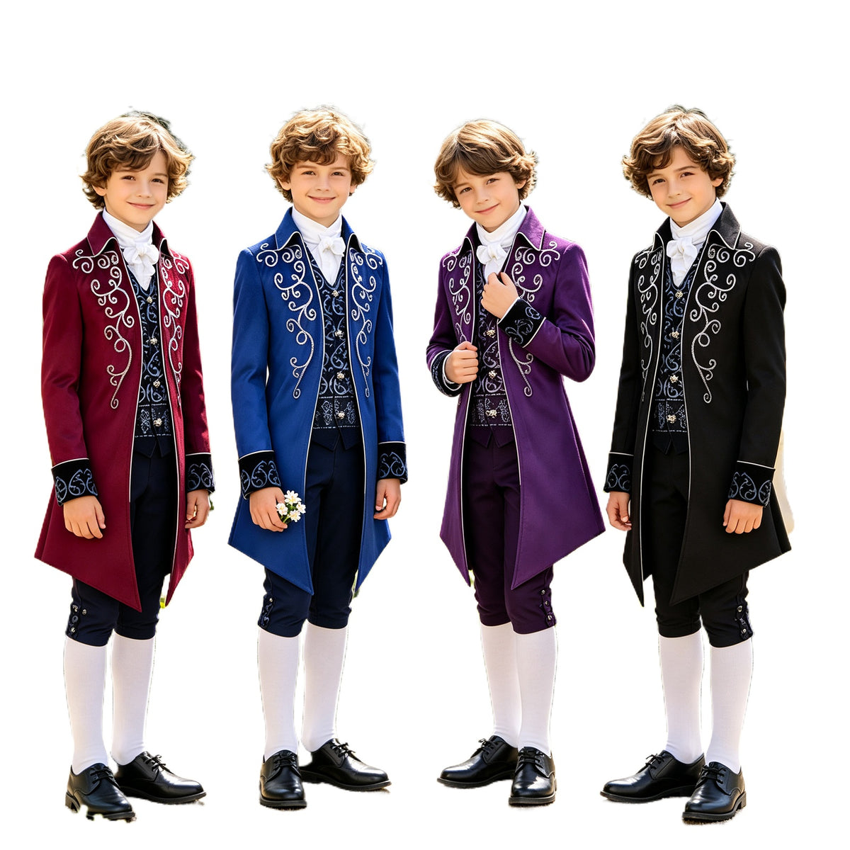Boys Victorian Embroidered Tailcoat – Medieval Prince Costume