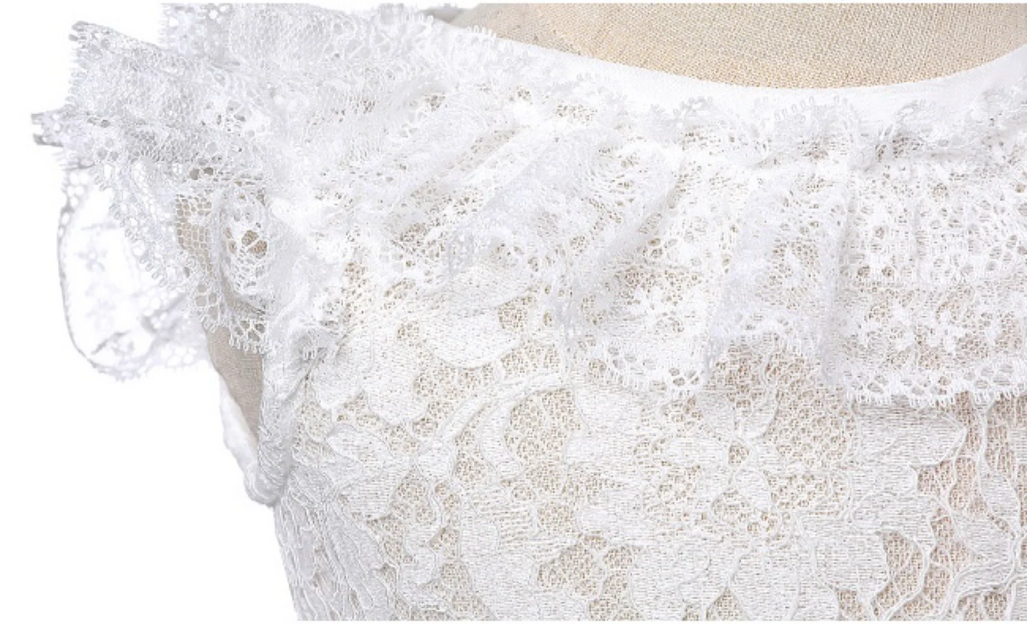 Baby Girl Lace Christening Dress with Hat – Sleeveless Princess Gown with Ruffle Collar
