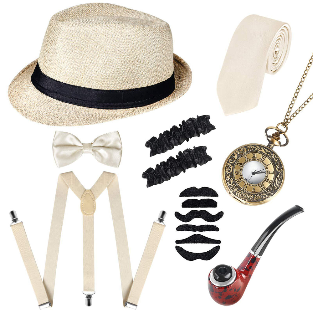 Men’s 1920s Gatsby Costume Kit – Deluxe Vintage Accessories Set