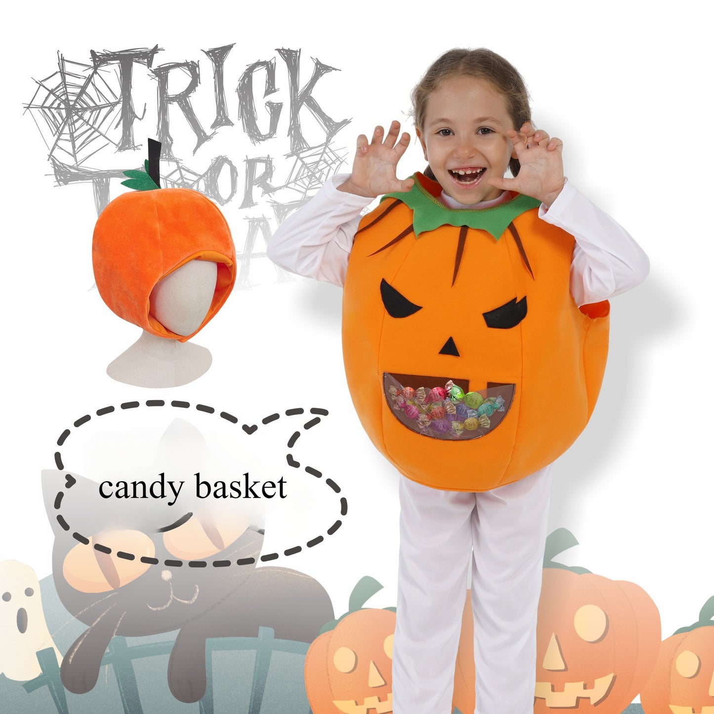 Halloween Costume Decoration Pumpkin Candy Set Kindergarten Children's Smock