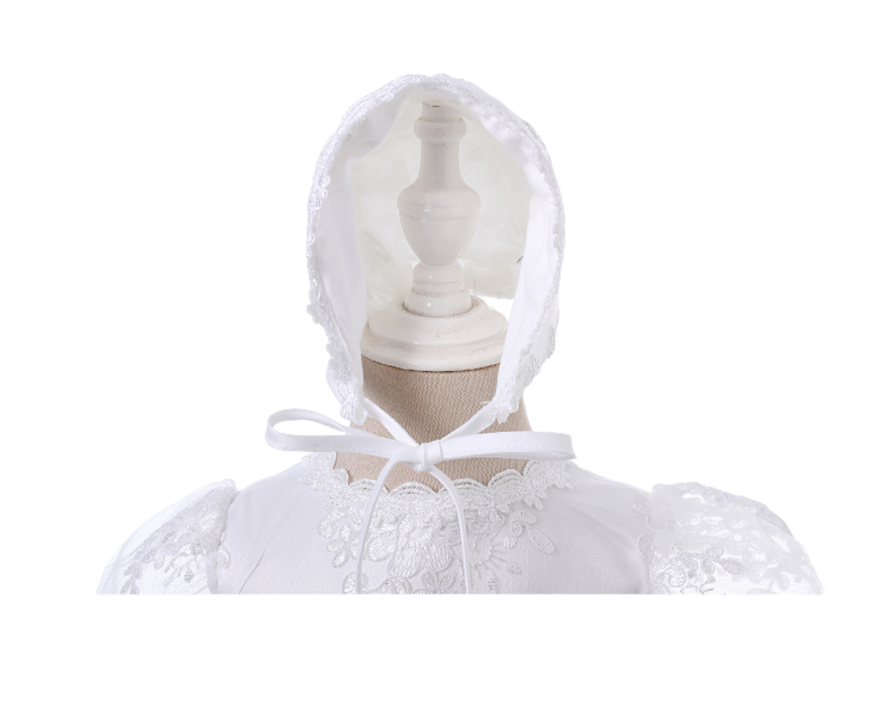 Baby Girl Lace Christening Gown Ivory Long Dress – Infant Baptism Outfit