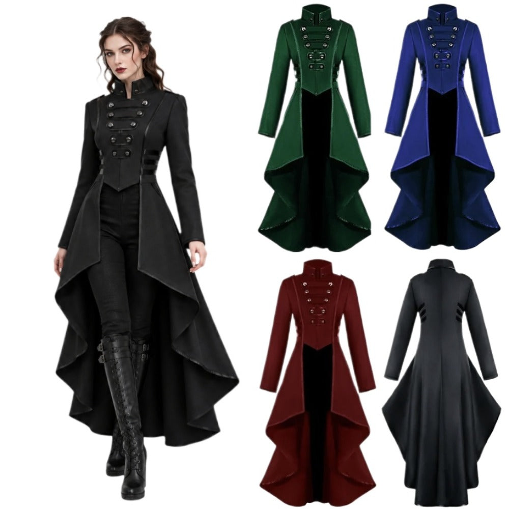 Women Steampunk Tailcoat Jacket Medieval Gothic Victorian Coat Halloween Costume