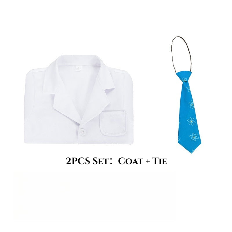 Child Physicist Costume Einstein Cosplay Lab Coat Wig Tie Fancy Dress