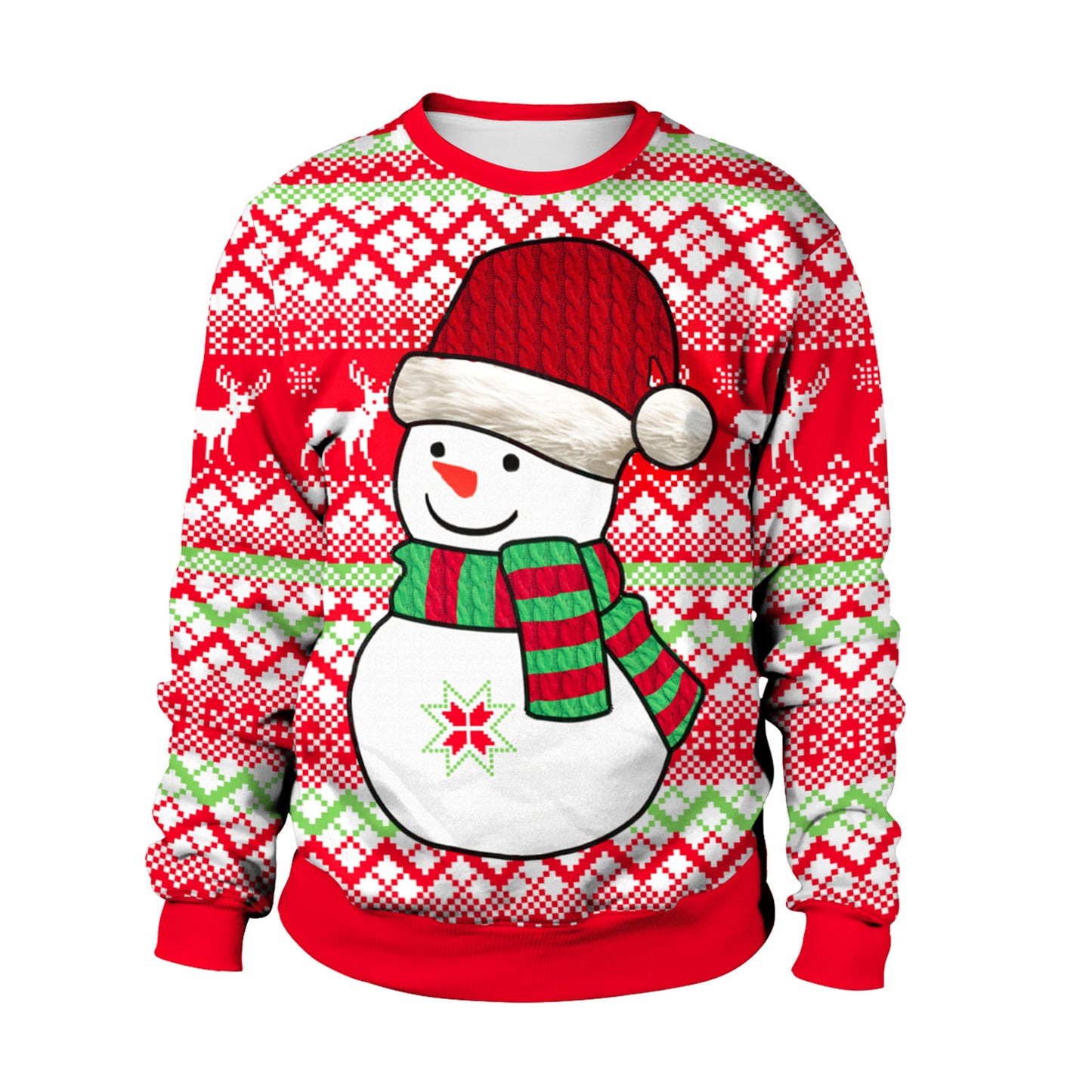 Santa Ugly Christmas Shirt 3D Print Graphic Women Men Christmas Long Sleeve Round Neck Top