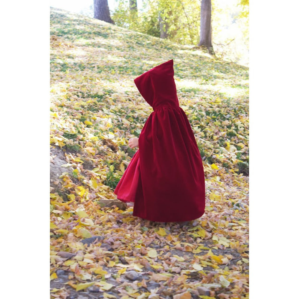 Kids Red Riding Hood Cloak Christmas Hooded Velvet Cape Fairy Tale Costume