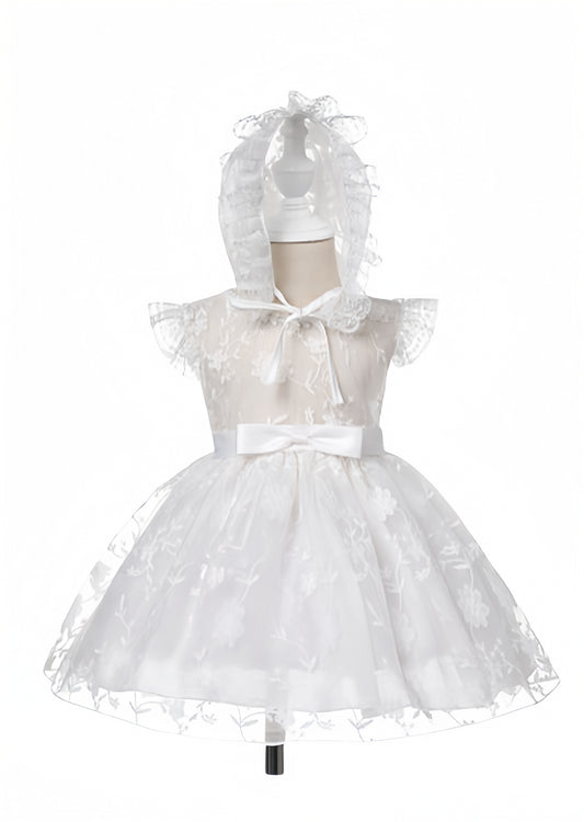 Lightweight Baby Girl Tulle Christening Dress – Ivory Princess Gown
