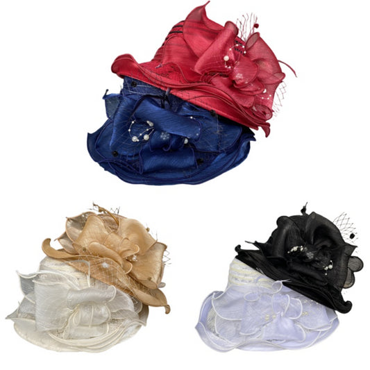 Lace Trim Sun Hat Elegant Pearl Floral Bucket Hat meejoy.com.au