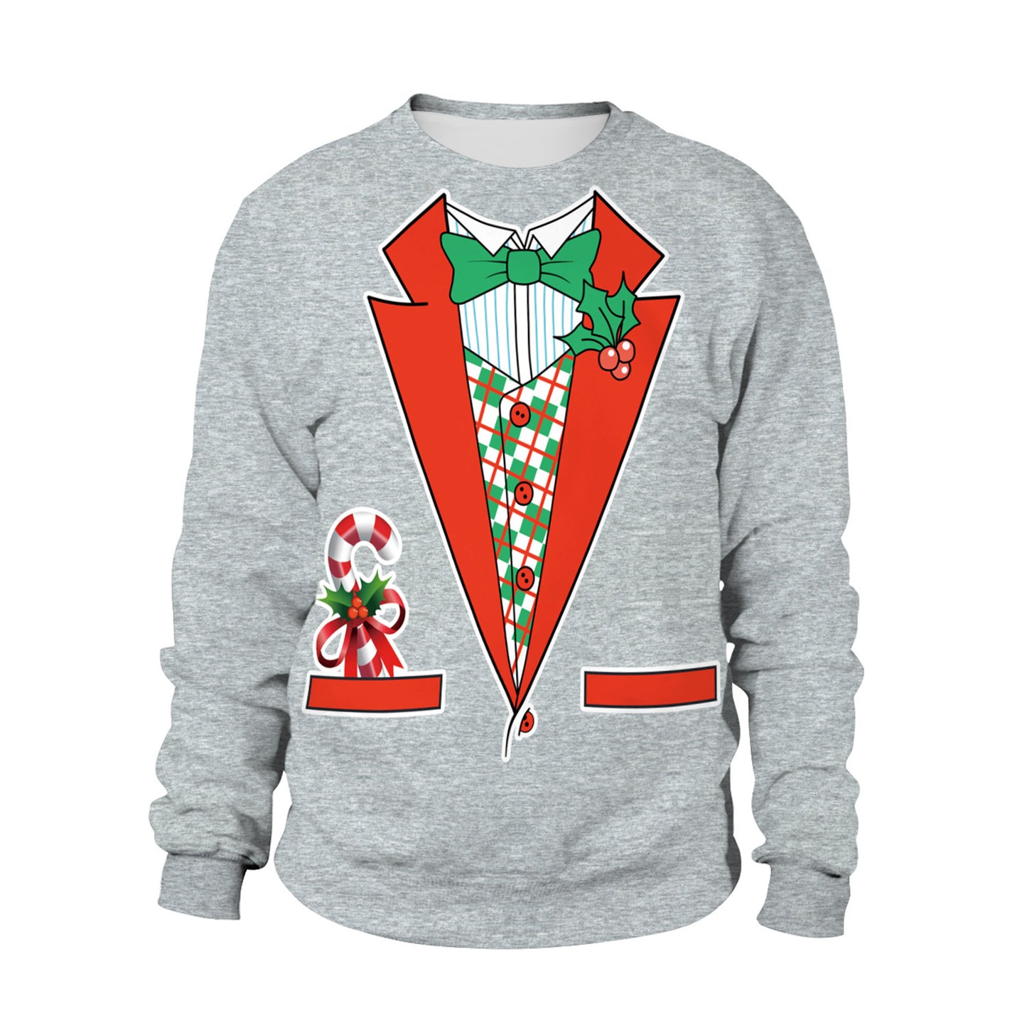 Santa Ugly Christmas Shirt 3D Print Graphic Women Men Christmas Long Sleeve Round Neck Top