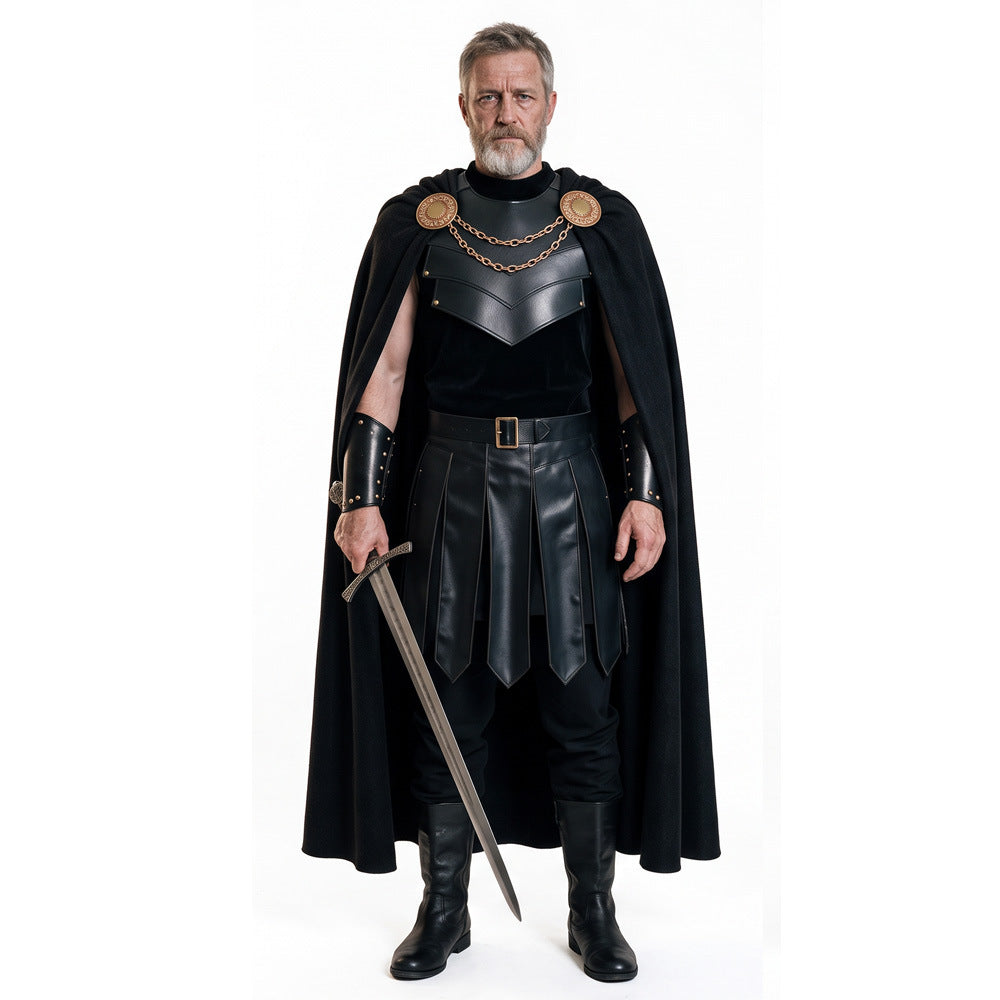Men's Medieval Odyssey Black Knight Costume – Gothic Cape & Armour-Look Set