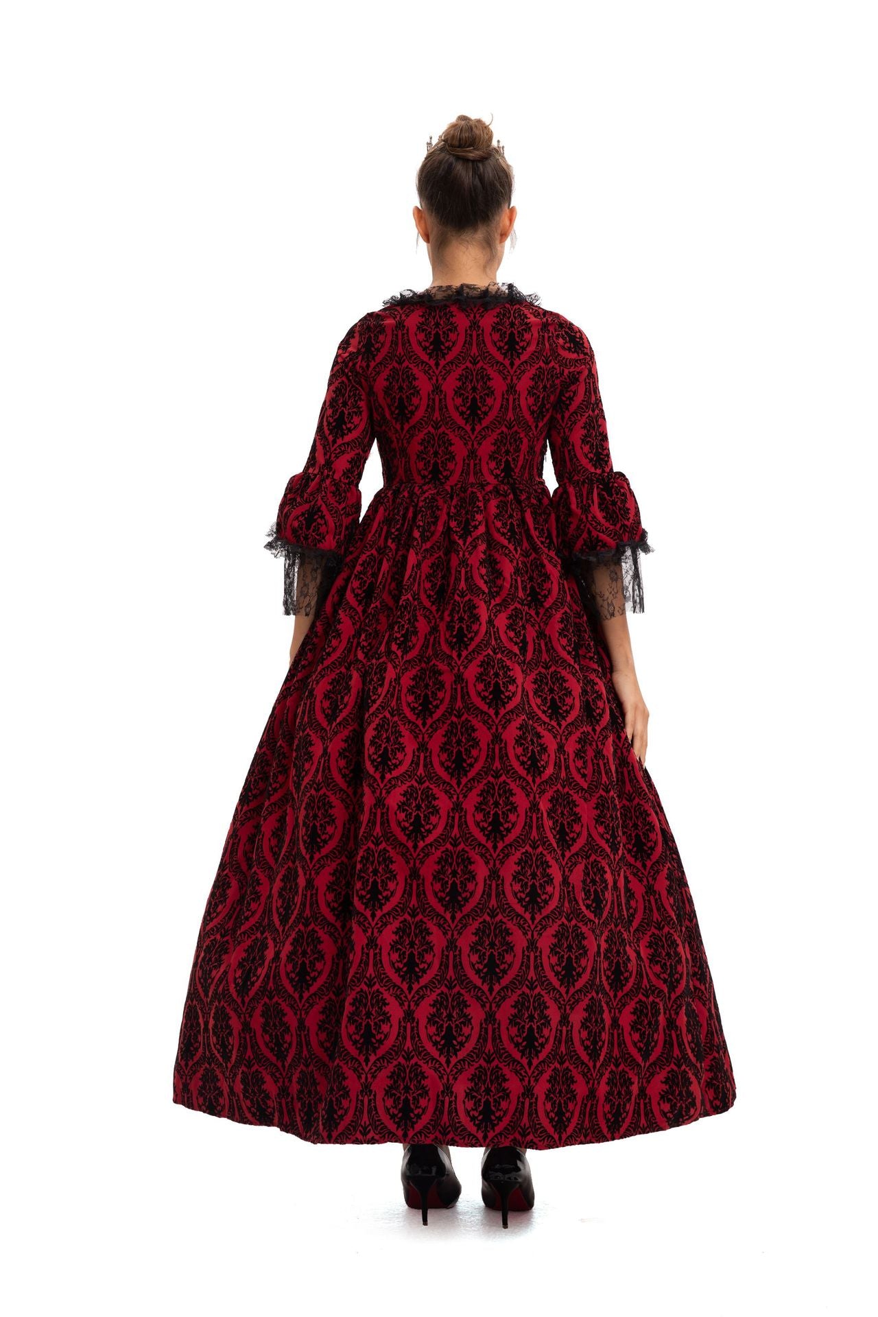 Women’s Vintage Gothic Renaissance Lace Court Dress Medieval Victorian Ball Gown