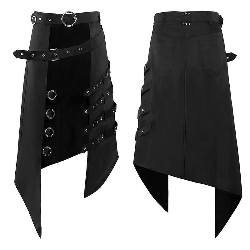 Dark Rock Punk Steam Gothic Asymmetrical Circular Rock and Roll Skirt