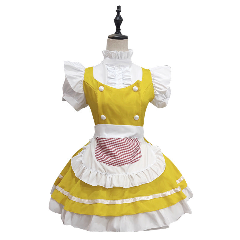 Japanese Anime Yellow Dream Maid Dress - Clever Maid Dress for Student Stage Performances (Loli Style)