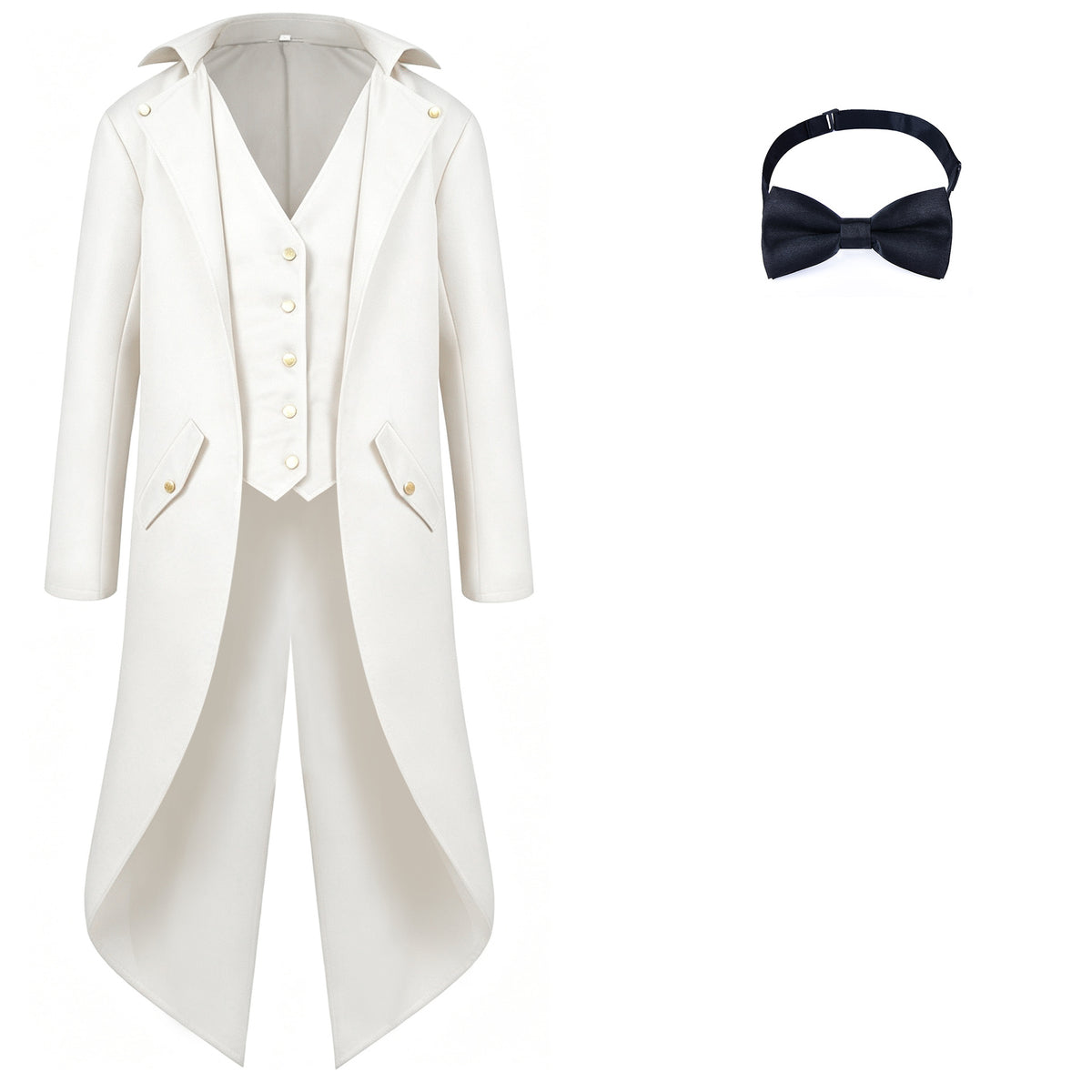 Boys Victorian Tailcoat Costume with Waistcoat Look & Bow Tie