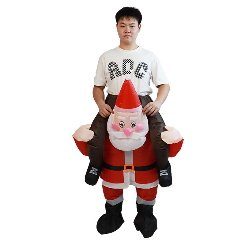 Funny Cartoon Clothing Xmas Popup Carton , Santa Claus Carrying, Claus Inflatable for Adult kid