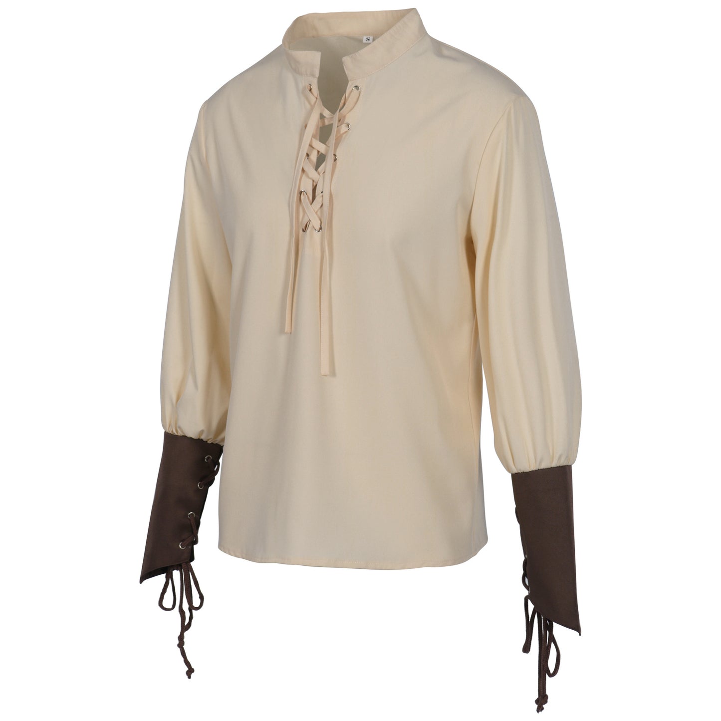 Mens Steampunk Pirate Shirt Lace Up Long Sleeve Medieval Tunic Top 3 Colors