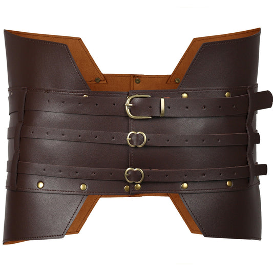 Medieval Warrior PU Leather Waist Belt Viking Renaissance LARP Steampunk Corset Armor