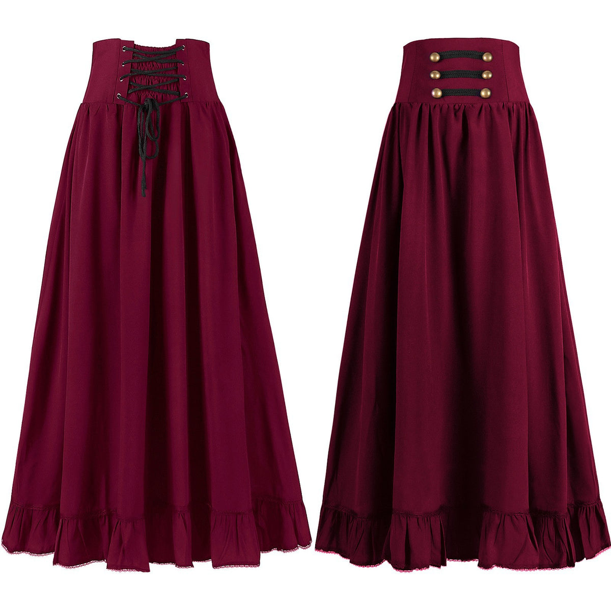 Victorian Ruffle Blouse & High Waist Long Skirt – Renaissance Costume Separates