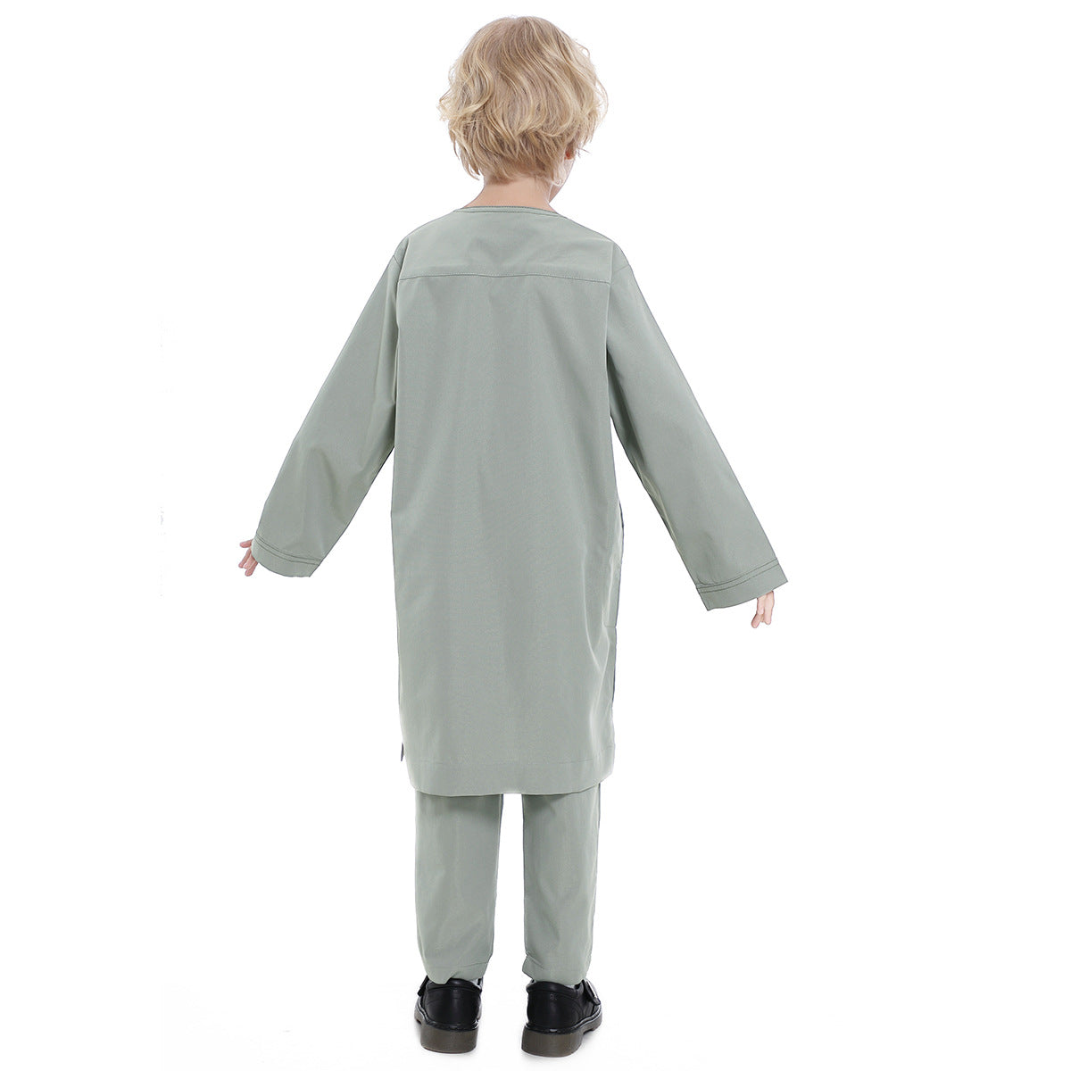 Boys' Thobe-Style Tunic & Pants Set – Middle Eastern Inspired Outfit