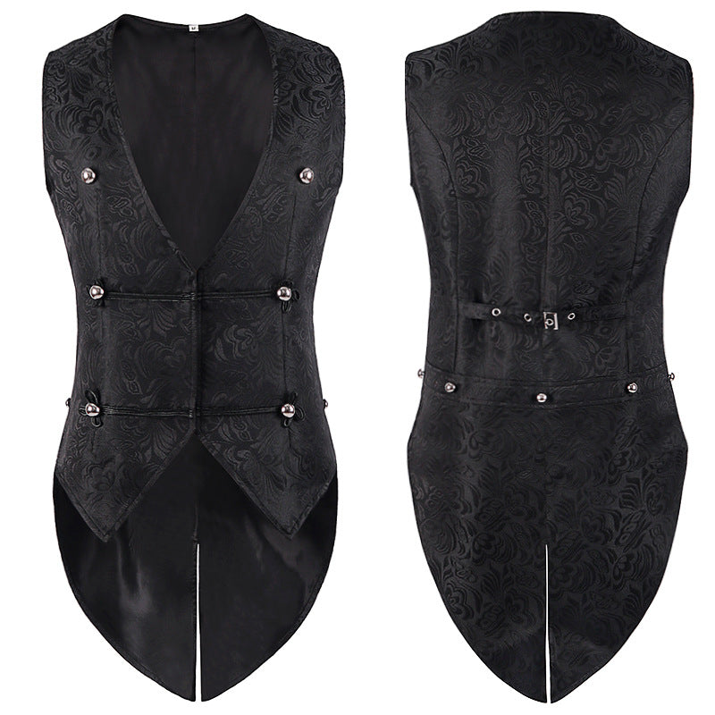 Mens Medieval Renaissance Vest Waistcoat Gothic Steampunk Coat Halloween Costume