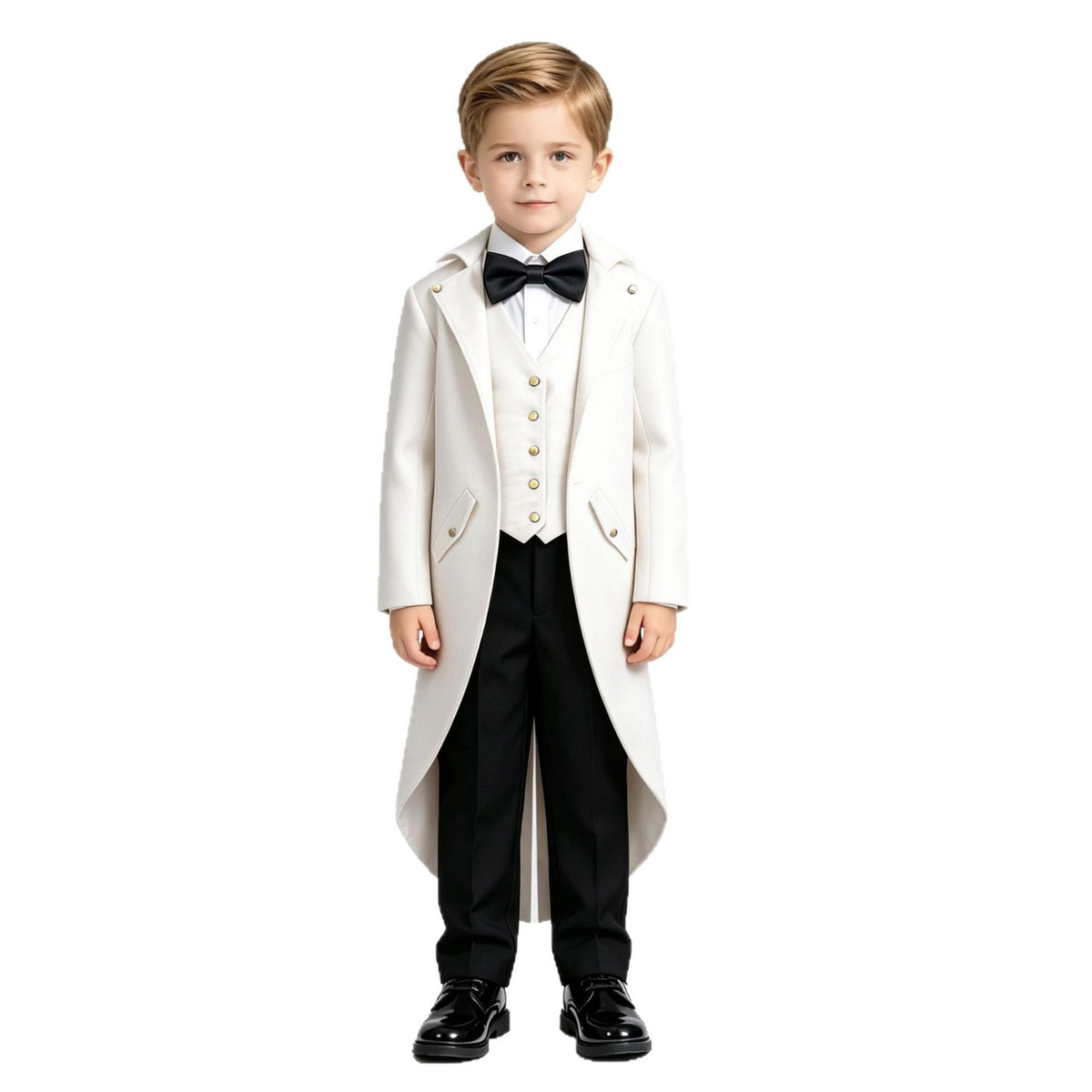 Boys Victorian Tailcoat Costume with Waistcoat Look & Bow Tie