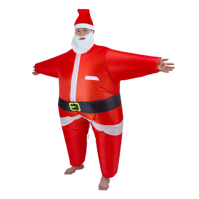 Funny Cartoon Clothing Xmas Popup Carton , Santa Claus Carrying, Claus Inflatable for Adult kid