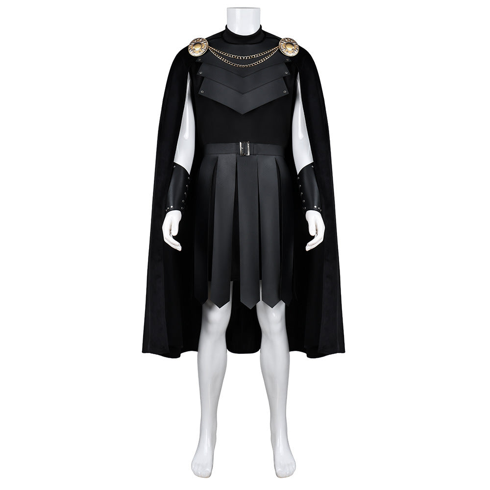 Men's Medieval Odyssey Black Knight Costume – Gothic Cape & Armour-Look Set