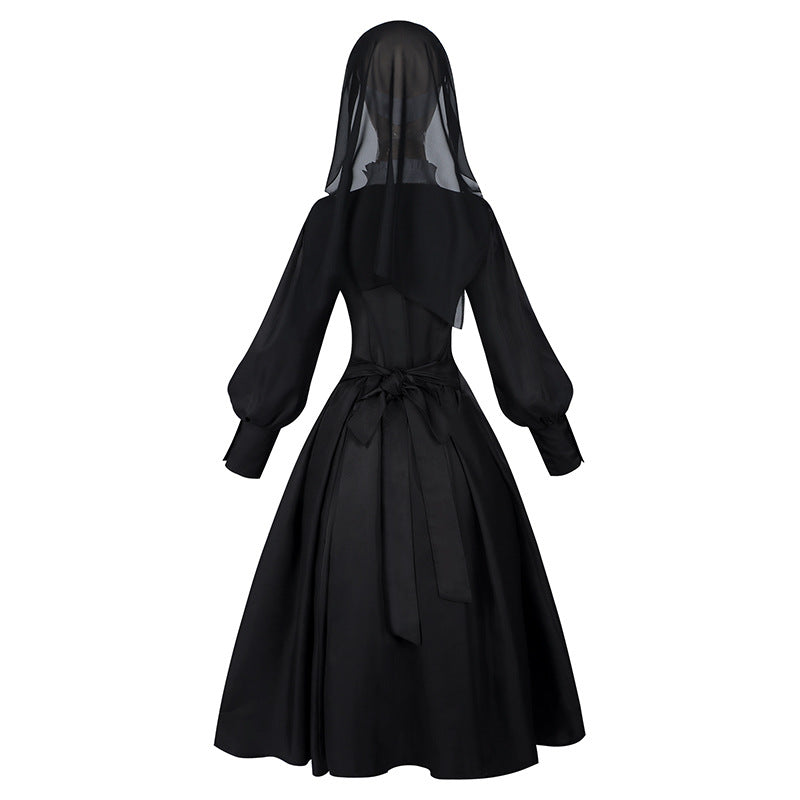 Halloween Cosplay Adult Women Priest Costume Lady Sister Cosplay Dress Full Set