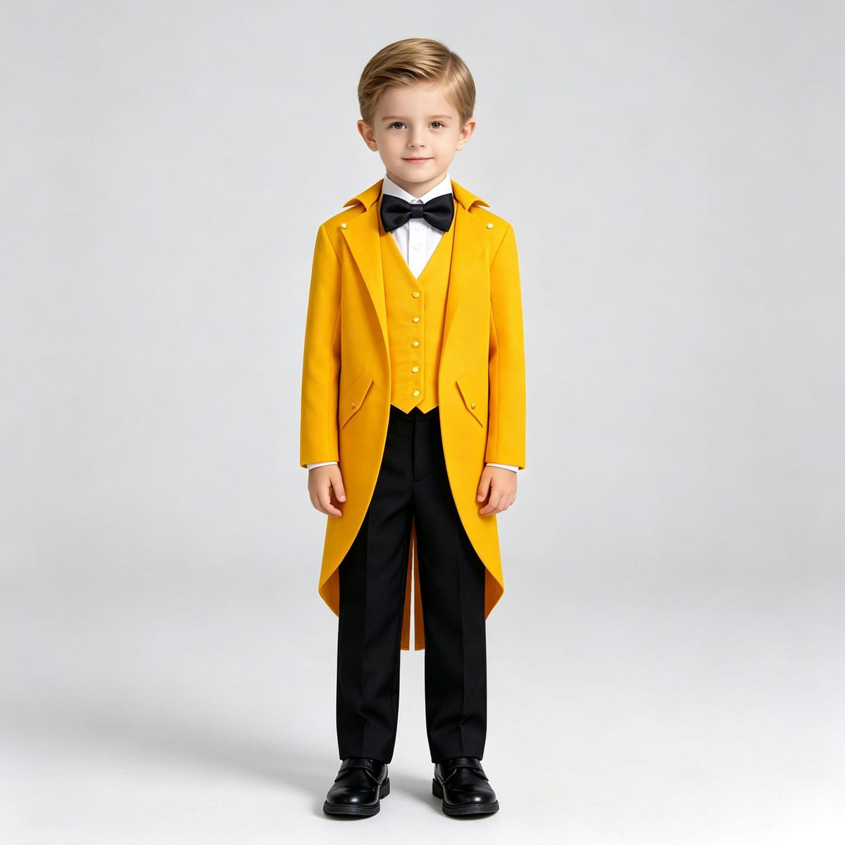 Boys Victorian Tailcoat Costume with Waistcoat Look & Bow Tie