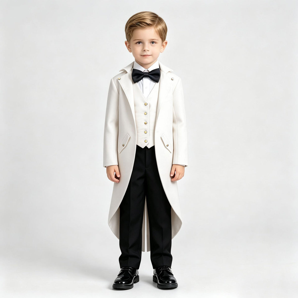 Boys Victorian Tailcoat Costume with Waistcoat Look & Bow Tie