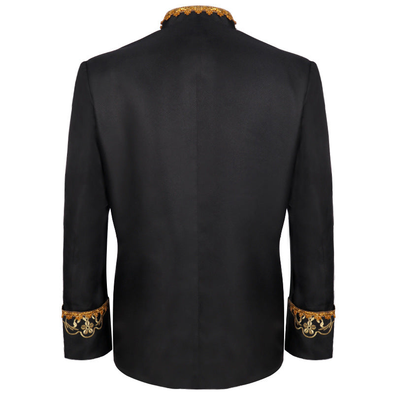 European Men's Gold-Encrusted Royal Suit - Regal Prince Attire