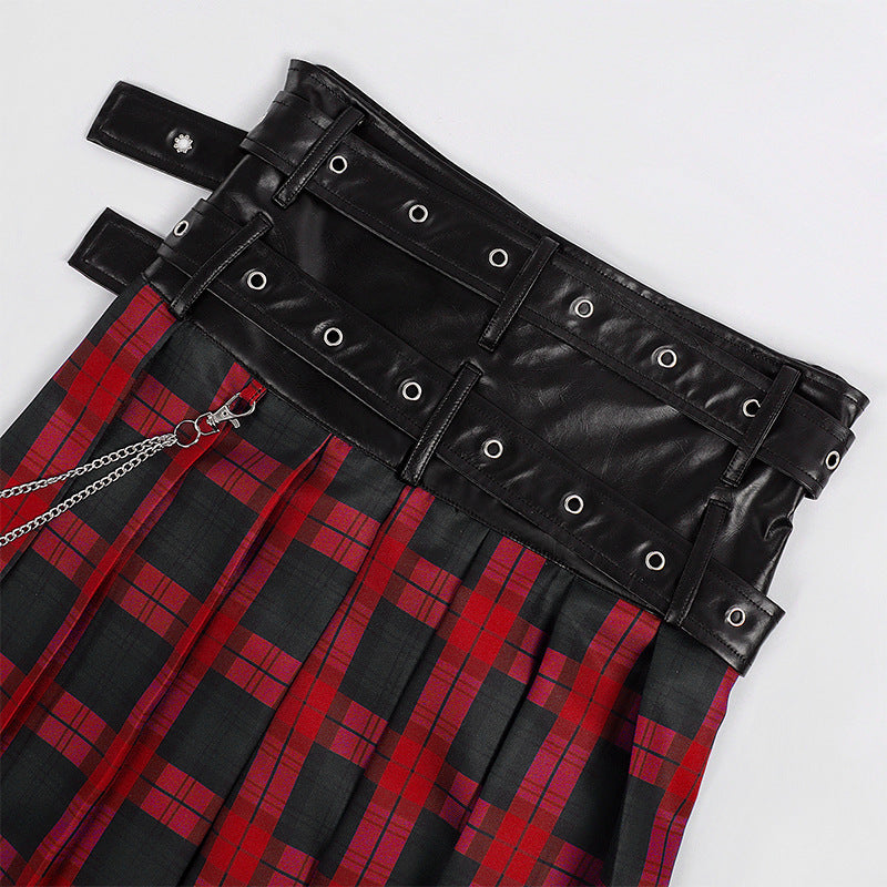 Dark Punk Rock Black Skirt Pants Unisex Gothic Streetwear Wide Leg Bottoms