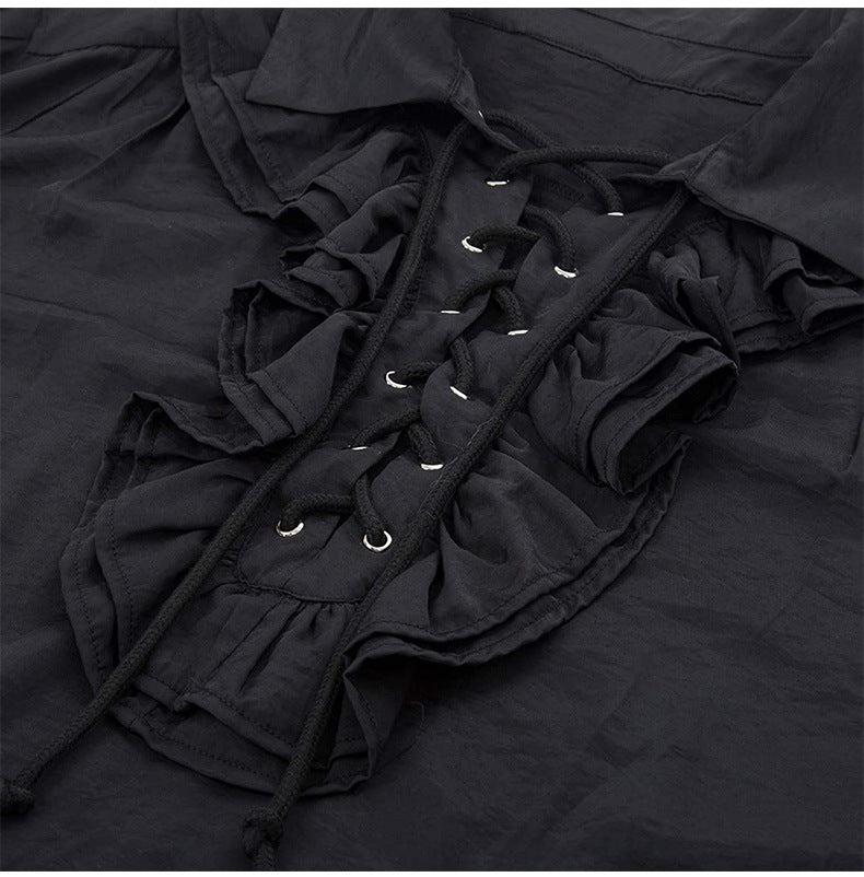 Men's Ruffle Renaissance Dress Shirt Medieval Steampunk Pirate Colonial Top