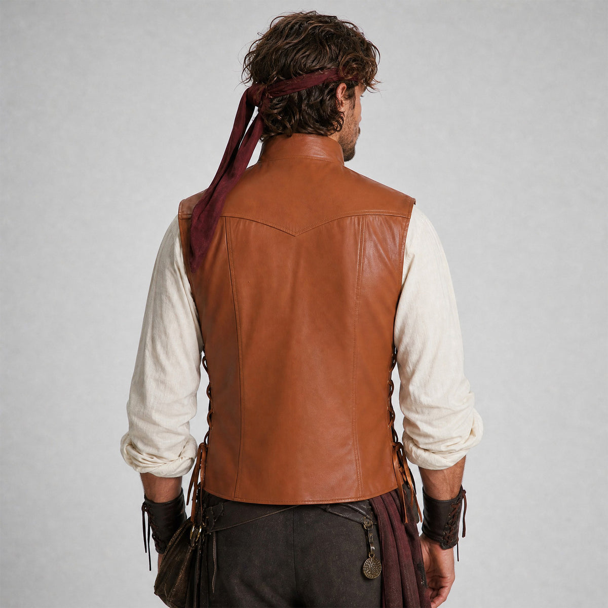 Men's Medieval Faux Leather Vest – Viking Pirate Waistcoat