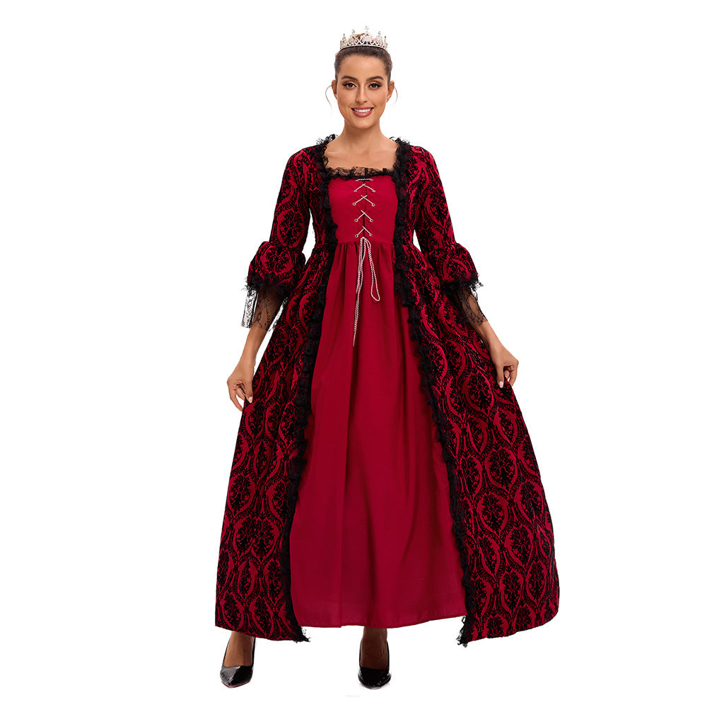 Women’s Vintage Gothic Renaissance Lace Court Dress Medieval Victorian Ball Gown