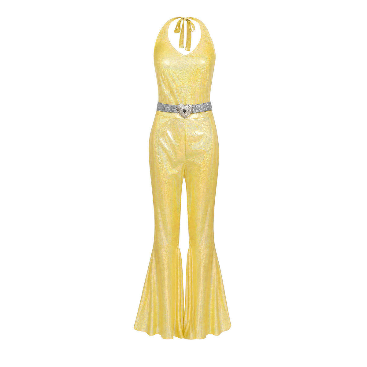 Women's 70s Disco Metallic Flared Jumpsuit – Retro Costume