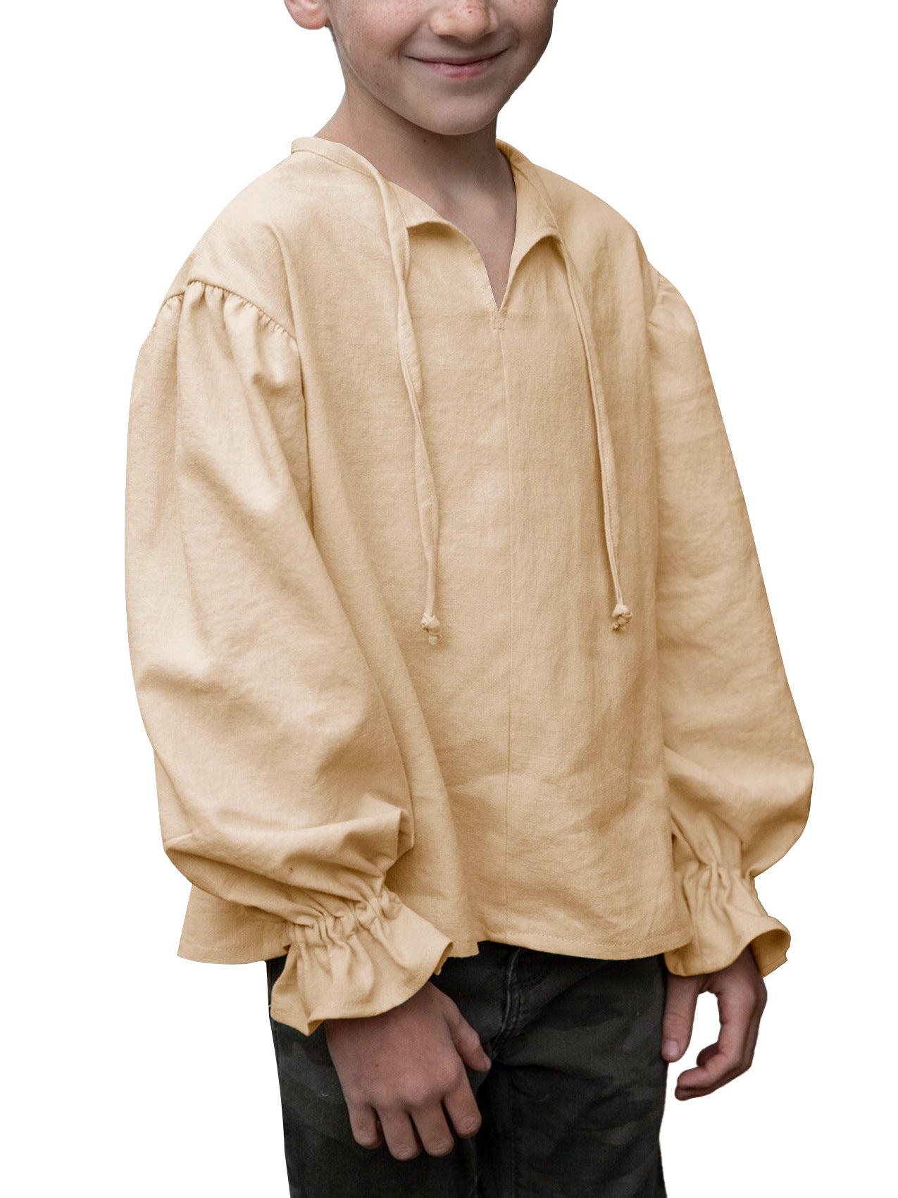Boys Medieval Pirate Shirt Renaissance Long Sleeve Cotton Costume Top