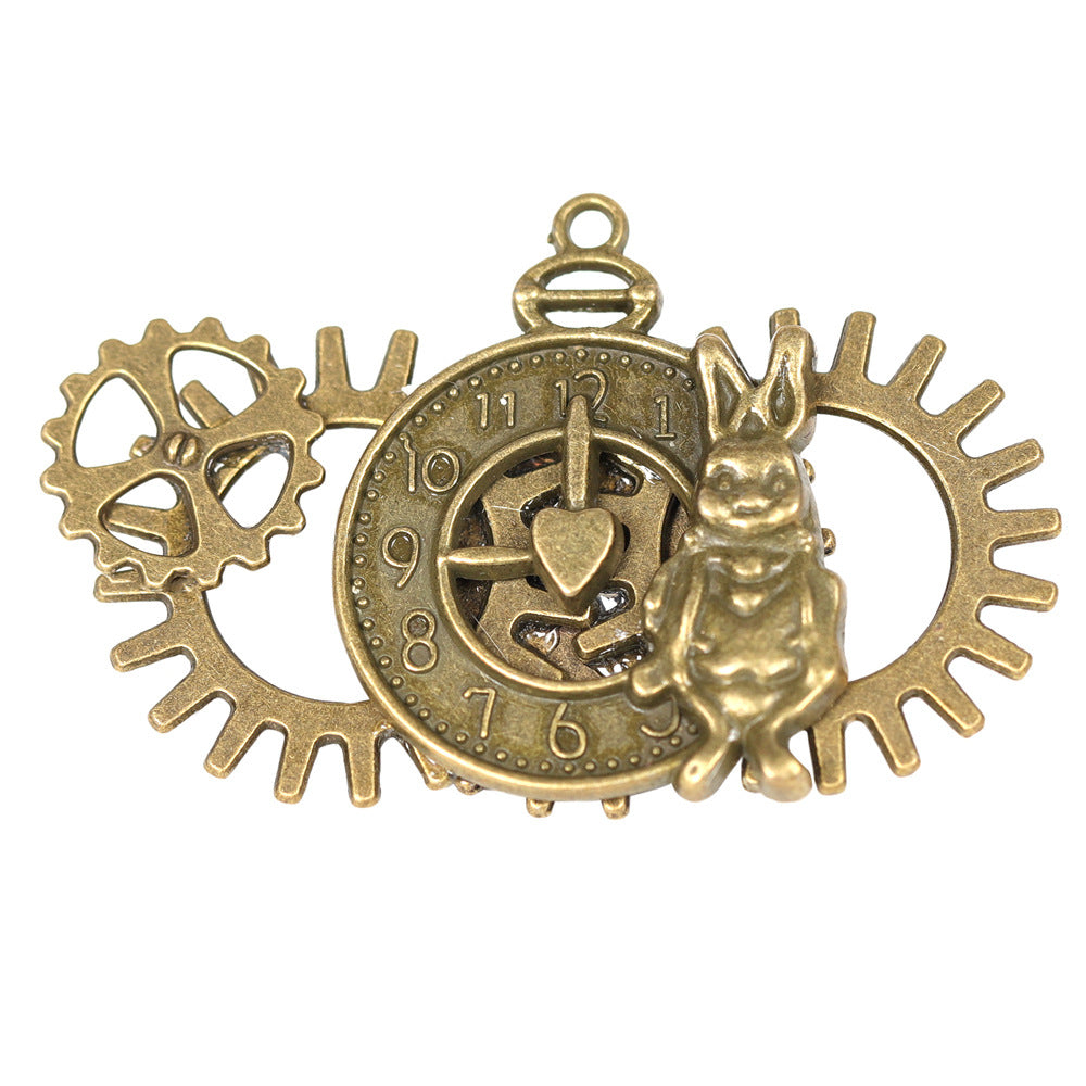 Steampunk Gear Wing Brooch Victorian Gothic Chain Lapel Pin Cosplay Accessory