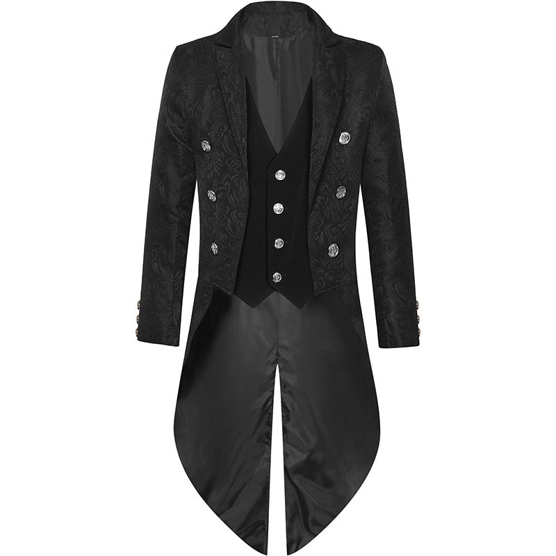 Vintage Tuxedo Medieval Retro Costume Mid Length Punk Men's Coat